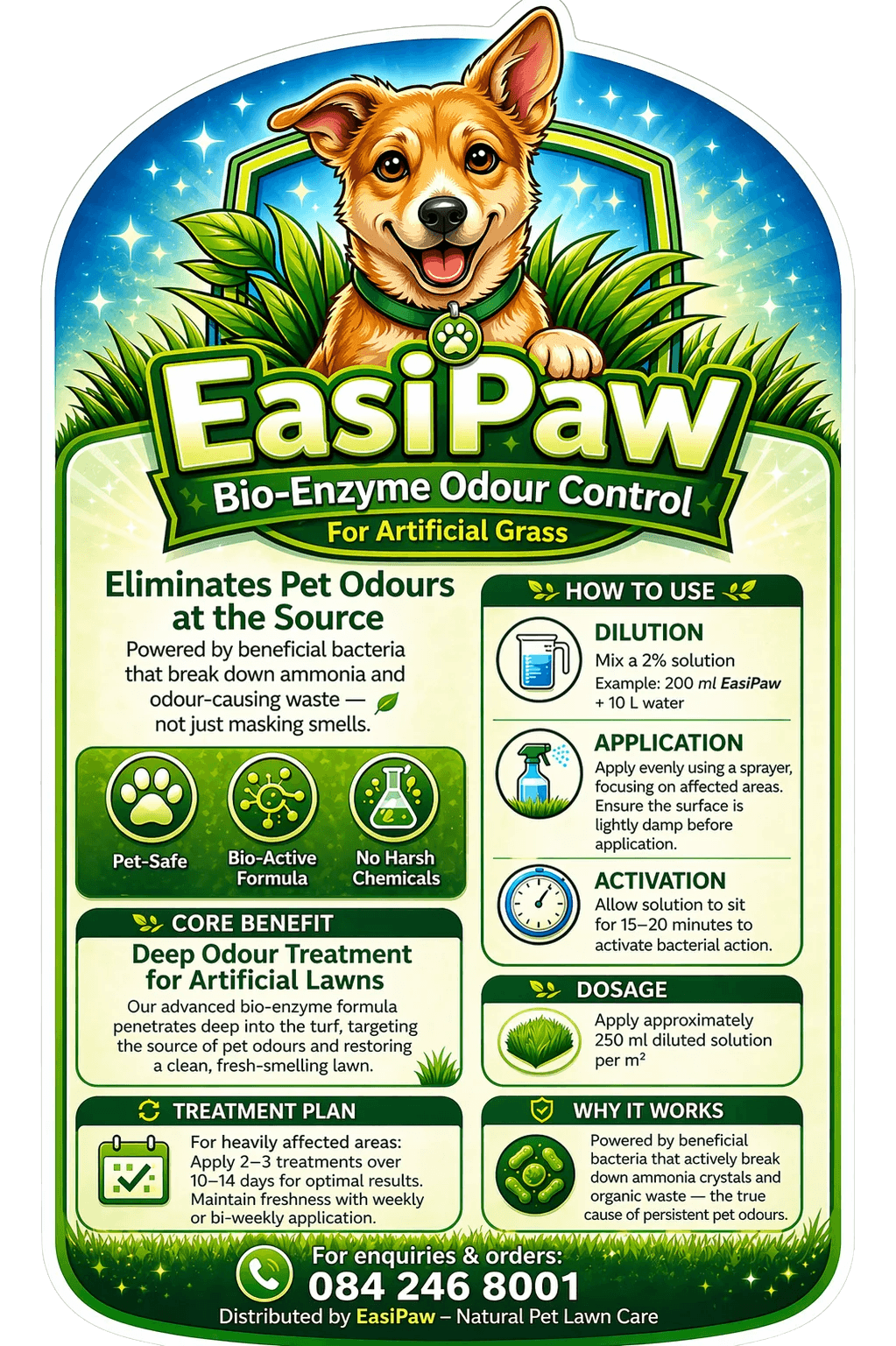 EasiPaw Bacteria-Based Odour Control product label